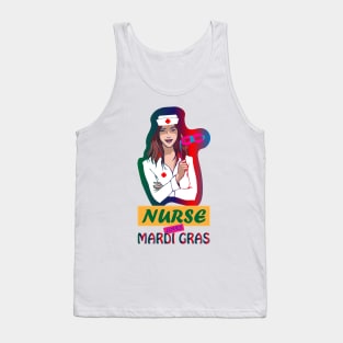 Nurse Loves Mardi Gras Colorful Tank Top